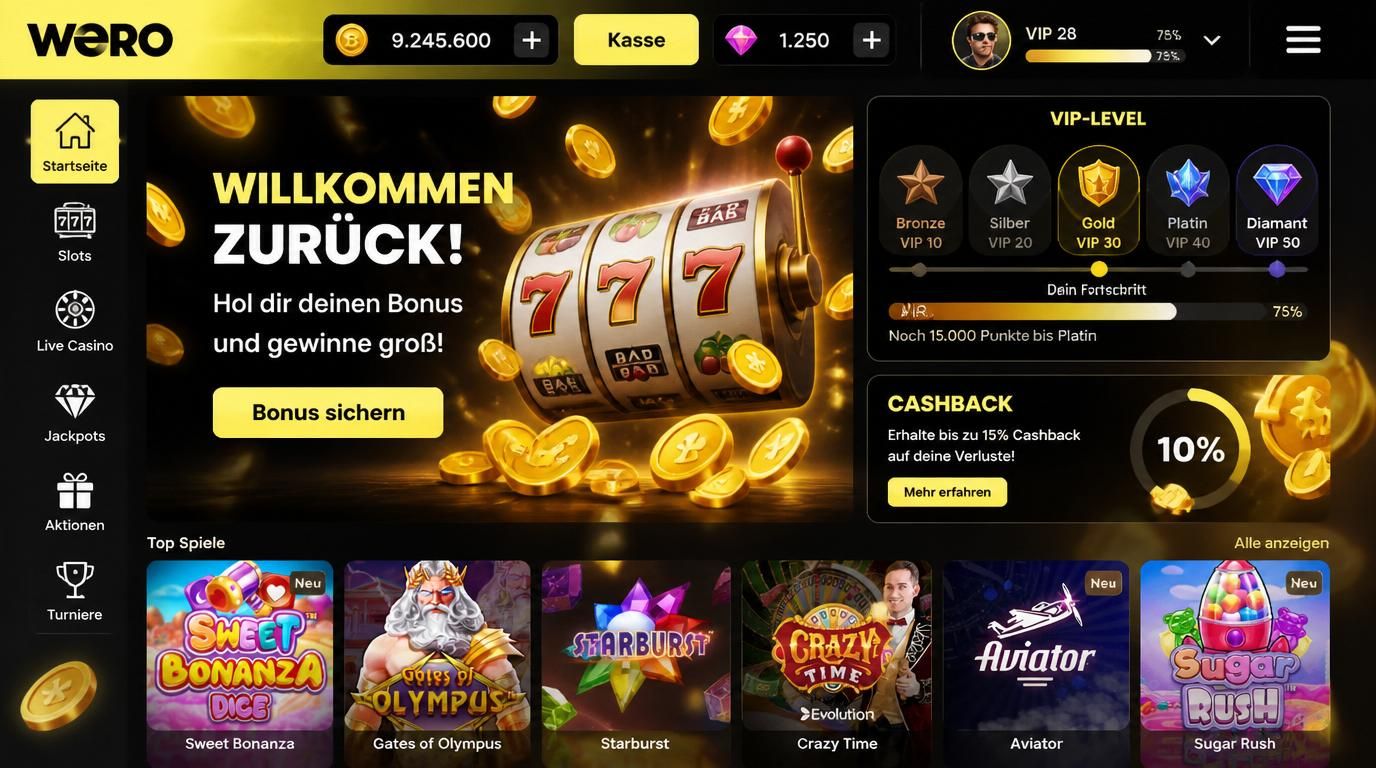 VIP-Trophäe über Cashback-Balken, Münzen strömen zurück