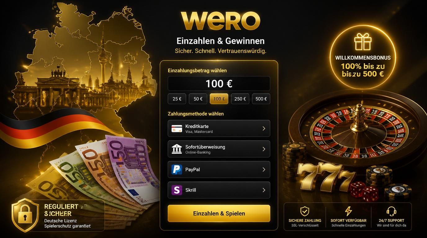Karte von Deutschland mit Casino-Interface und Symbolen für Einzahlung, Karte, Sicherheit