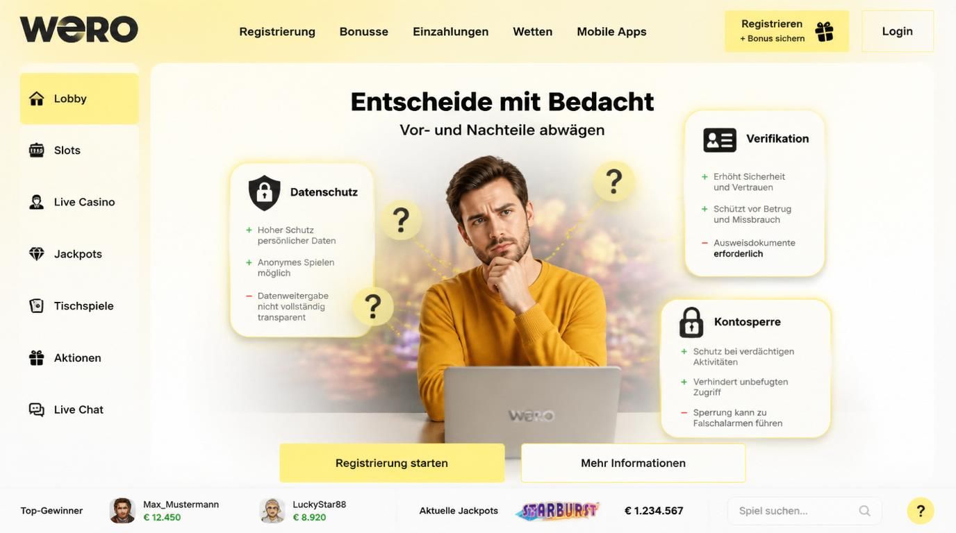 Ein Spieler aus Deutschland überlegt sich bewusst Datenschutz und Verifizierungsregeln beim Registrieren im Casino